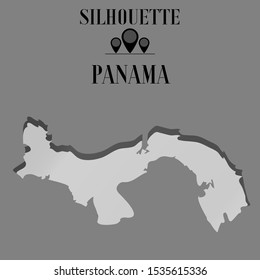 American Panama outline world map silhouette vector illustration, creative design background, national country flag, objects, element, symbols from countries all continents set. 