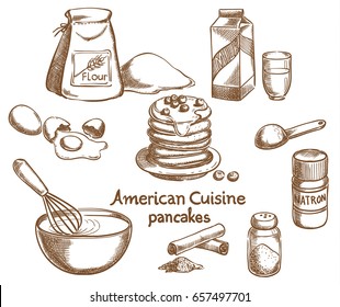 American Pancakes and Ingredients