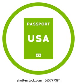 American Passport vector icon. Style is flat circled symbol, eco green color, rounded angles, white background.