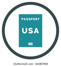 American Passport vector icon. Style is bicolor flat circled symbol, soft blue colors, rounded angles, white background.