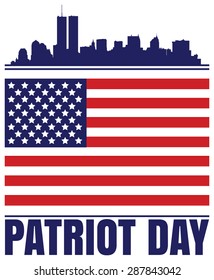 American Patriot Day design with US flag and New York skyline.