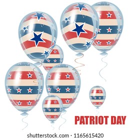 American Patriot Day holiday decoration elements. Beautiful helium flying balloons bunch.