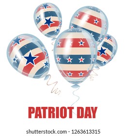 American Patriot Day holiday decoration elements. Beautiful helium flying balloons bunch.