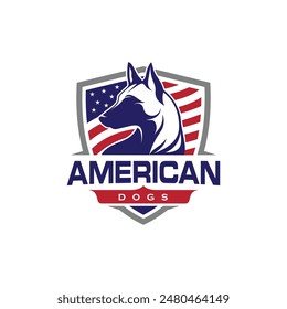 american patriot guard dog vector logo. white background