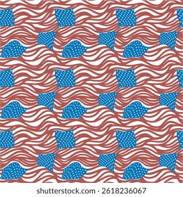 American Patriot Pattern Abstract Wave Flag