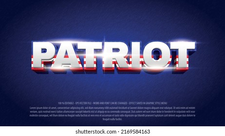 American Patriotic 3d Style Editable Text Effect