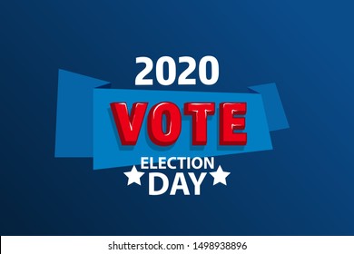 American patriotic background election day. Usa debate of president voting 2020. Election voting poster. Vote 2020 in USA, banner design.  Political election campaign. Flyer vector blue red white logo