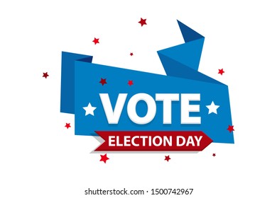 American patriotic background election day. Usa debate of president voting 2020. Election voting poster. Vote 2020 in USA, banner design.  Political election campaign. Flyer vector blue red white logo