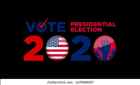 American patriotic background election day. Usa debate of president voting 2020. Election voting poster. Vote 2020 in USA, banner design. Political election campaign.