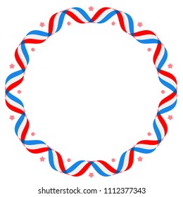 American patriotic background, Independence day 4 th july. Vector illustration. Abstract red-blue-white geometric background with stripes of flags ribbons.