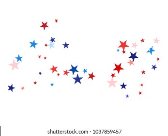 American Patriotic Background, Vector Blue, Red, White Stars Confetti. Labor, Independence, Memorial Day, 4th of July Election Frame. American Patriotic Background, Cool Falling Stars Flag Texture.