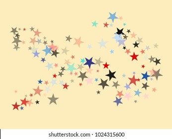American Patriotic Banner, Vector Blue, Red, White Stars Confetti. Labor, Independence, Memorial Day, 4th of July Political Pattern. American Patriotic Background, Freedom Falling Stars Texture.