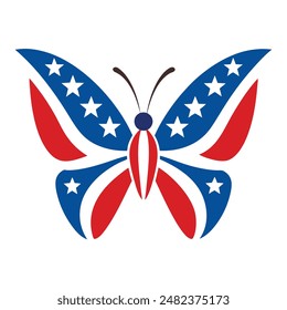 American Patriotic Butterfly Vector Illustration