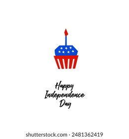 American patriotic cupcake shape for 4th of July USA Independence Day  in cutout style