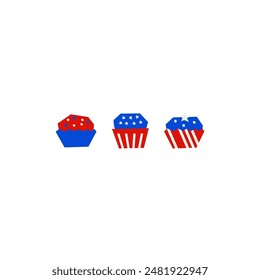 American patriotic cupcake shape for 4th of July USA Independence Day in cutout style