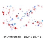 American Patriotic Decoration, Vector Blue, Red, White Stars Confetti. Labor, Independence, Memorial Day, 4th of July Political Pattern. American Patriotic Background, Cool Falling Stars Flag Texture.