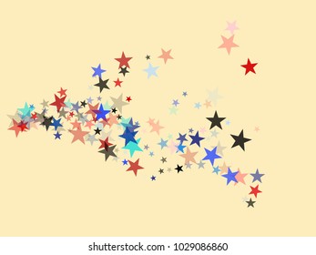 American Patriotic Decoration, Vector Blue, Red, White Stars Confetti. 