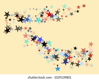 American Patriotic Design, Vector Blue, Red, White Stars Confetti.