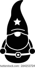 American patriotic gnome black silhouette design isolated. 
Cute 4th of July characters clipart cartoon vector illustration.
USA Independence day.
Transparent background.