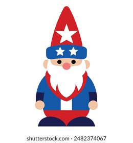 American Patriotic Gnome Vector Illustration