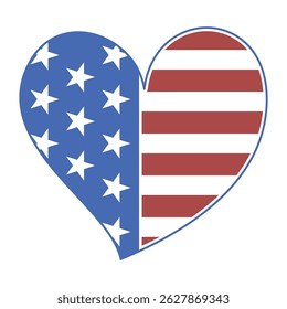 American Patriotic Heart with Stars and Stripes Design
