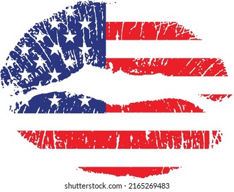 American Patriotic Lips Vector Illustration, USA Flag Lips Clipart