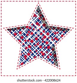 American patriotic paper cut dashed background with bright stars and stripes pattern.