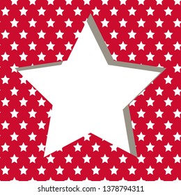 American patriotic paper cut frame with stars and stripes pattern in bright red and white. Independence day vector background.