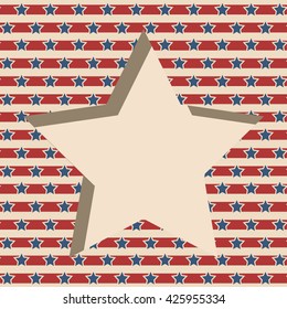 American patriotic paper cut frame with stars and stripes pattern in vintage colors. Independence day vector background.