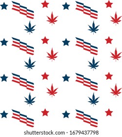 American patriotic pattern with legalized hemp flag and stars