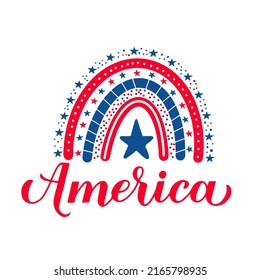 American patriotic  rainbow. United States of America Independence Day design. Vector template for 4th of July banner, poster, shirt, card, etc.