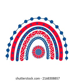 American patriotic rainbow. United States of America Independence Day design. Vector template for 4th of July banner, poster, card, shirt, sticker. etc.