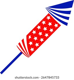 American Patriotic Rocket in Red with White Stars and Blue Top – Celebration Design