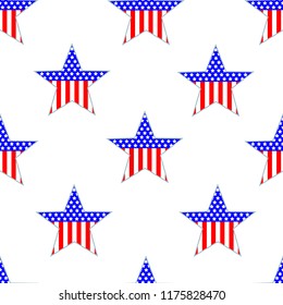 American Patriotic seamless pattern with the stars USA.
