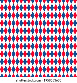 American patriotic seamless pattern. USA traditional background.  Red blue white checkered backdrop. Vector template for fabric, textile, wallpaper, wrapping paper, etc. 