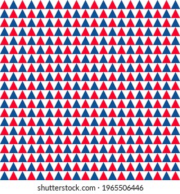 American patriotic seamless pattern. USA traditional background.  Red blue white triangular backdrop. Vector template for fabric, textile, wallpaper, wrapping paper, etc. 