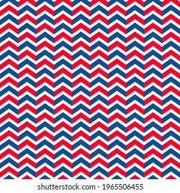 American patriotic seamless pattern. USA traditional background.  Red blue white chevron  backdrop. Vector template for fabric, textile, wrapping paper, wallpaper, etc. 