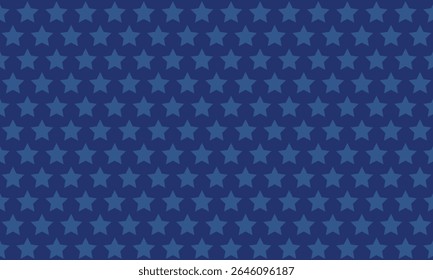 Padrão patriótico americano sem emenda. Fundo tradicional dos EUA. Estrelas azuis em fundo azul. Modelo de vetor para tecido, têxtil, papel de parede, papel de embrulho.