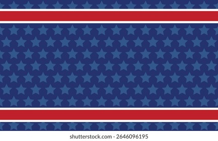 Padrão patriótico americano sem emenda. Fundo tradicional dos EUA. Estrelas azuis em fundo azul. Modelo de vetor para tecido, têxtil, papel de parede, papel de embrulho.