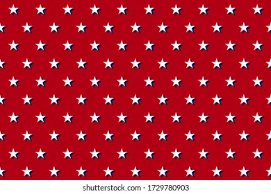 American patriotic seamless pattern white stars on red background