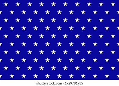 American patriotic seamless pattern white stars on blue background