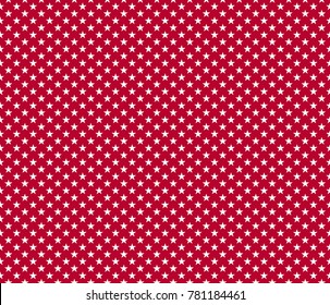 American Patriotic Seamless Pattern White Stars On Red Background. Vector Illustration.