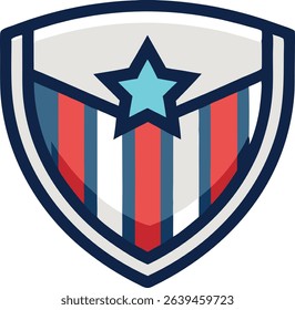 American Patriotic Shield with Star Symbol Design Element