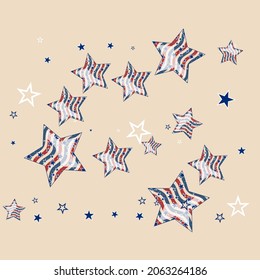 American patriotic stars. Background for a postcard, banner, poster or flyer. American flag pattern in vintage colors.