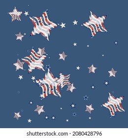American patriotic stars. Background for a postcard, banner, poster or flyer. American flag pattern in vintage colors.