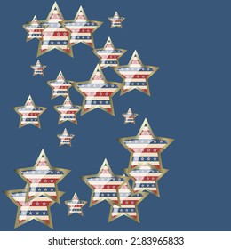 American patriotic stars. Background for a postcard, banner, poster or flyer. American flag pattern in vintage colors.
