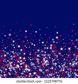 American Patriotic Stars Confetti. 4th of July Pattern Design. Independence Day Texture. Business Presentation Stars Background.