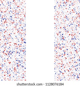 American Patriotic Stars Confetti. 4th of July Pattern Design. American Democracy Texture. Flyer, Cover Print Design Background.