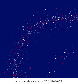 American Patriotic Stars Confetti. 4th of July Pattern Design. American Democracy Texture. Screen, Cover Print Design Background.