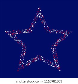 American Patriotic Stars Confetti. USA Memorial Day Pattern Design. Freedom Nation Texture. Screen, Cover Print Design Background.